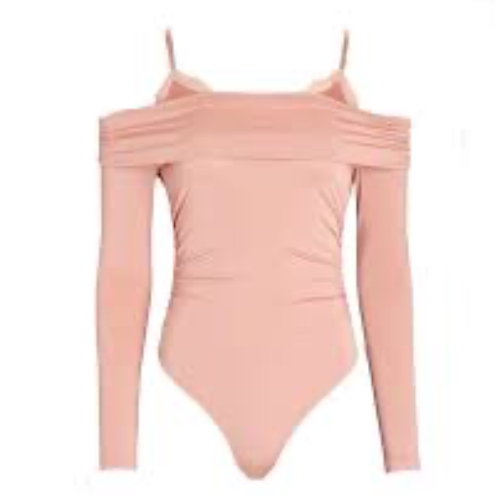 NWoT Night Night by Jonathan Simkhai Blush Cold-Shoulder Jersey Bodysuit Size s